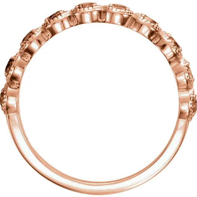 14k Gold Genuine Aquamarine Beaded Milgrain Anniversary Ring - White, Yellow or Rose Gold