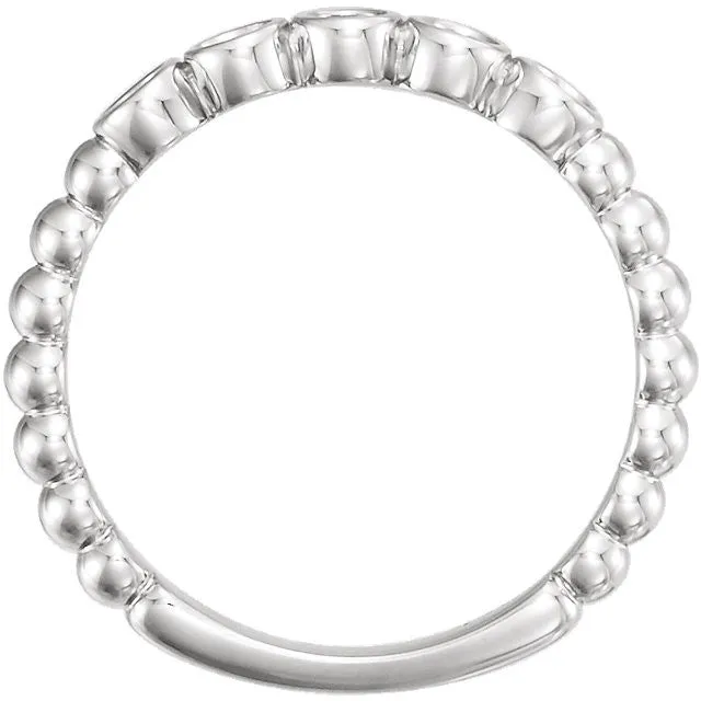 14k Gold Genuine Aquamarine Bezel Set Beaded Ring