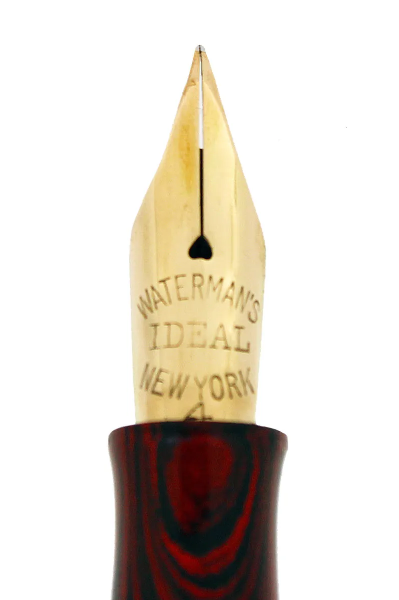 1920S WATERMAN 54 RED RIPPLE XF-BBB 2.06MM FLEX 14K NIB FOUNTAIN PEN RESTORED