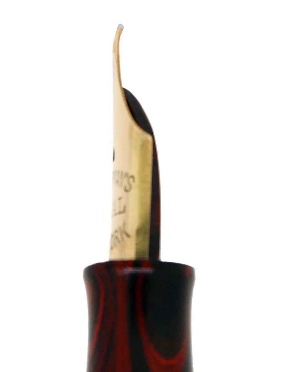 1920S WATERMAN 54 RED RIPPLE XF-BBB 2.06MM FLEX 14K NIB FOUNTAIN PEN RESTORED