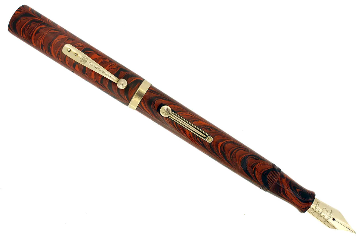 1920s WATERMAN 58 RED RIPPLE FOUNTAIN PEN WITH F to BBB FLEXIBLE NIB RESTORED