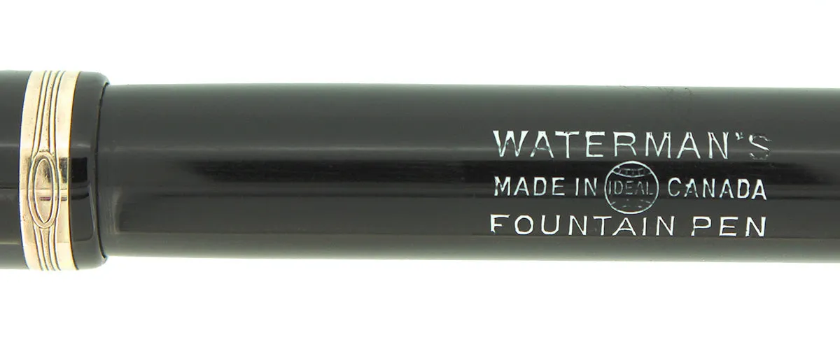 1930 WATERMAN #5 BLACK CELLULOID RED KEYHOLE F-BB NIB FOUNTAIN PEN RESTORED