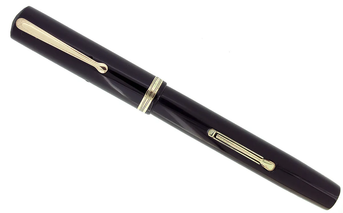 1930 WATERMAN #5 BLACK CELLULOID RED KEYHOLE F-BB NIB FOUNTAIN PEN RESTORED