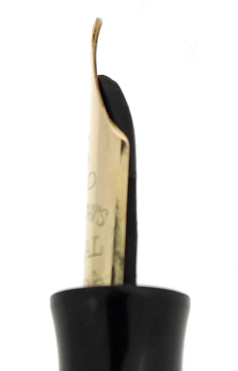 1930 WATERMAN #5 BLACK CELLULOID RED KEYHOLE F-BB NIB FOUNTAIN PEN RESTORED