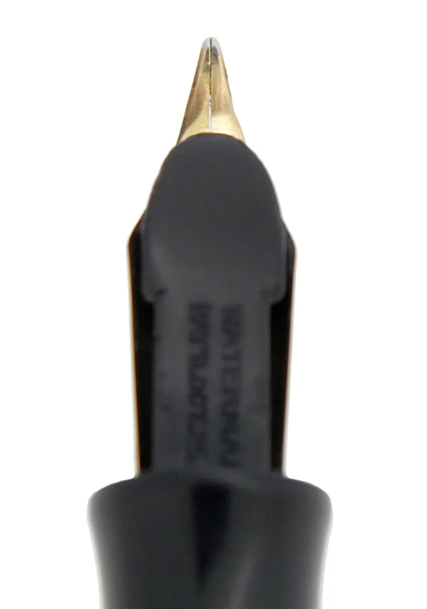 1930 WATERMAN #5 BLACK CELLULOID RED KEYHOLE F-BB NIB FOUNTAIN PEN RESTORED