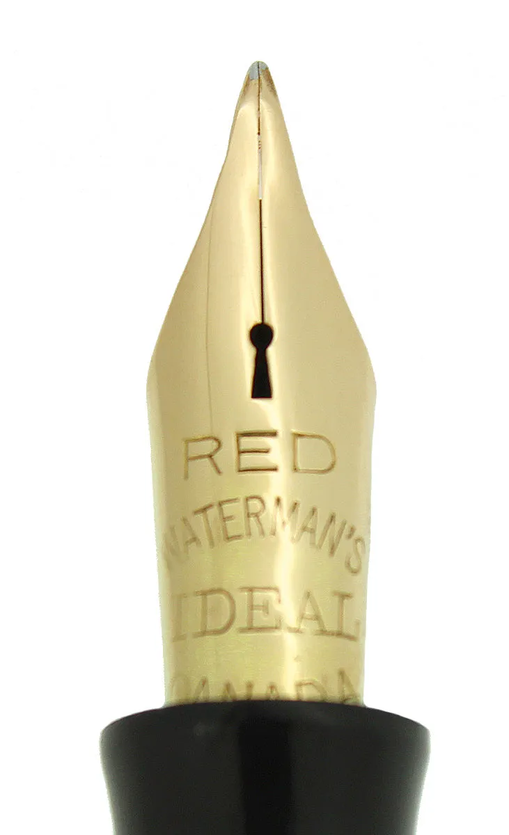 1930 WATERMAN #5 BLACK CELLULOID RED KEYHOLE F-BB NIB FOUNTAIN PEN RESTORED