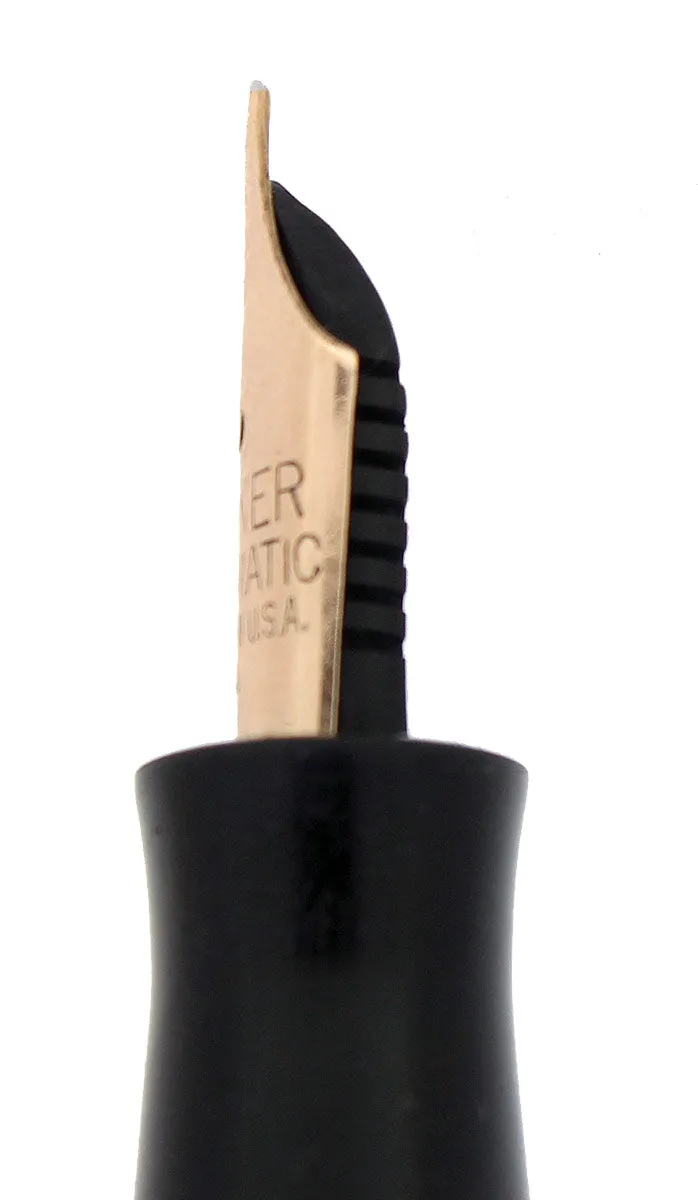 1934 PARKER JET BLACK STANDARD VACUMATIC DOUBLE JEWEL FOUNTAIN PEN RESTORED