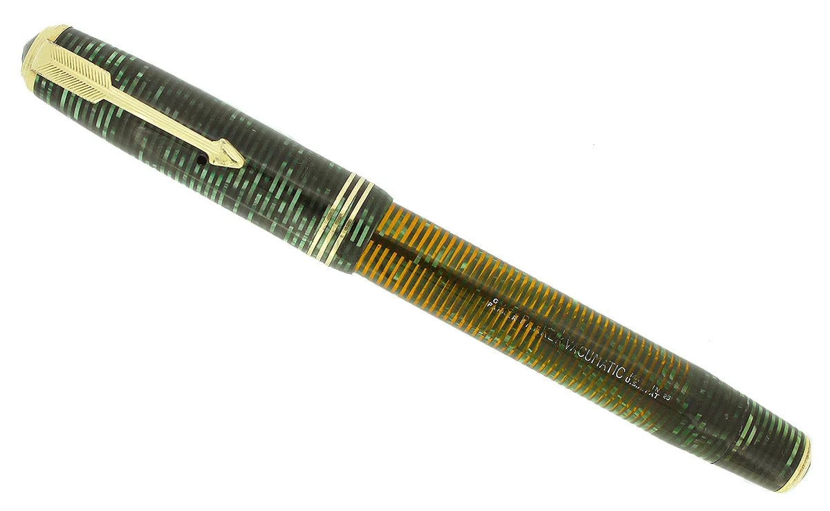 1935 PARKER EMERALD VACUMATIC DOUBLE JEWEL FOUNTAIN PEN STANDARD SIZE RESTORED