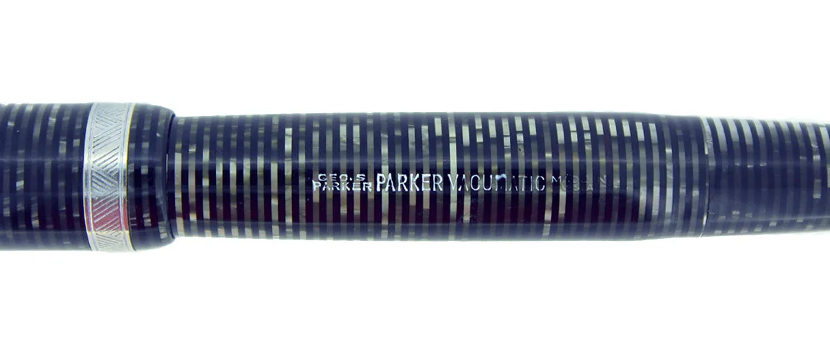 1940 PARKER VACUMATIC SILVER PEARL DOUBLE JEWEL LONG MAJOR FOUNTAIN PEN RESTORED