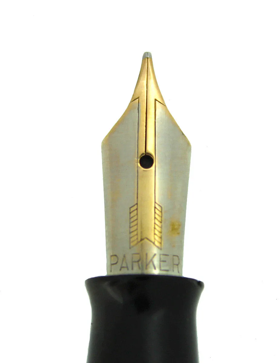 1940 PARKER VACUMATIC SILVER PEARL DOUBLE JEWEL LONG MAJOR FOUNTAIN PEN RESTORED