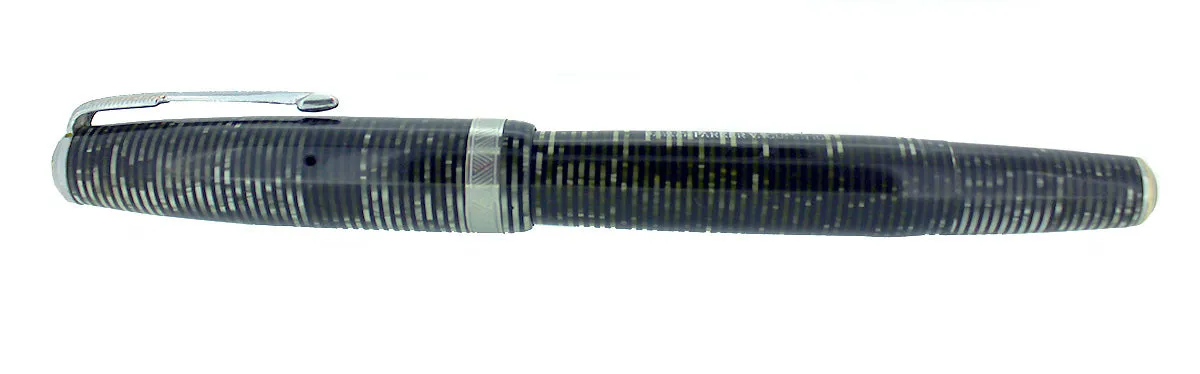1940 PARKER VACUMATIC SILVER PEARL DOUBLE JEWEL LONG MAJOR FOUNTAIN PEN RESTORED