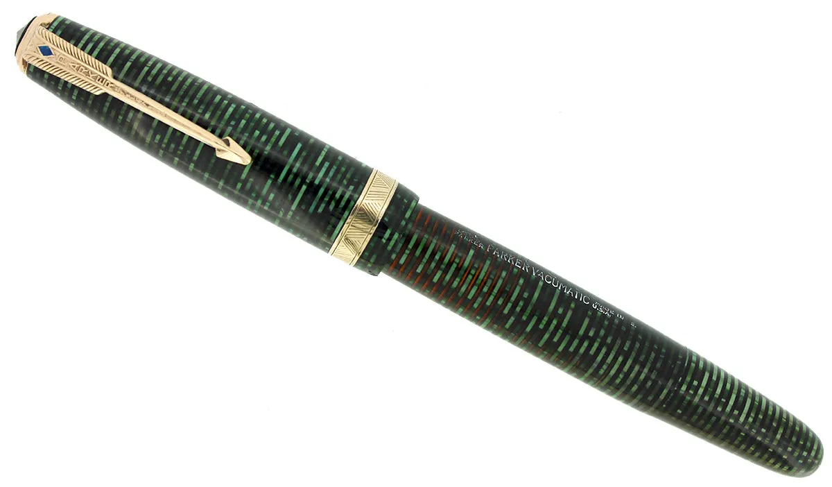 1942 PARKER EMERALD PEARL VACUMATIC MAJOR FOUNTAIN PEN XF-B FLEX NIB RESTORED