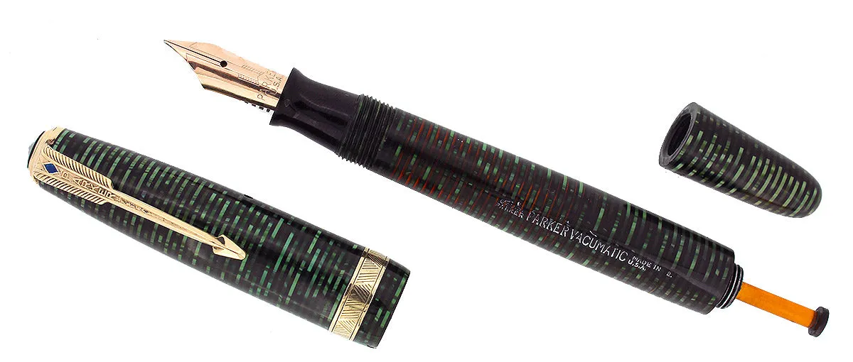 1942 PARKER EMERALD PEARL VACUMATIC MAJOR FOUNTAIN PEN XF-B FLEX NIB RESTORED