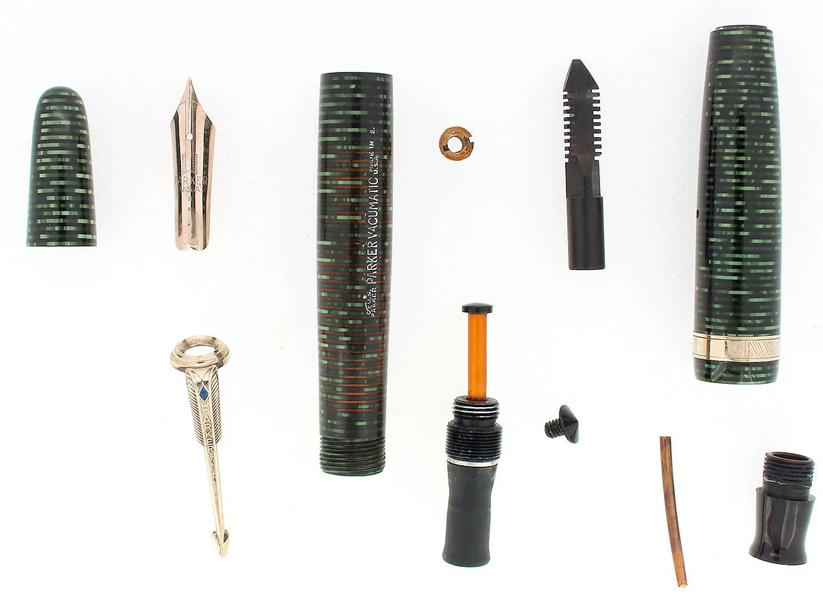 1942 PARKER EMERALD PEARL VACUMATIC MAJOR FOUNTAIN PEN XF-B FLEX NIB RESTORED