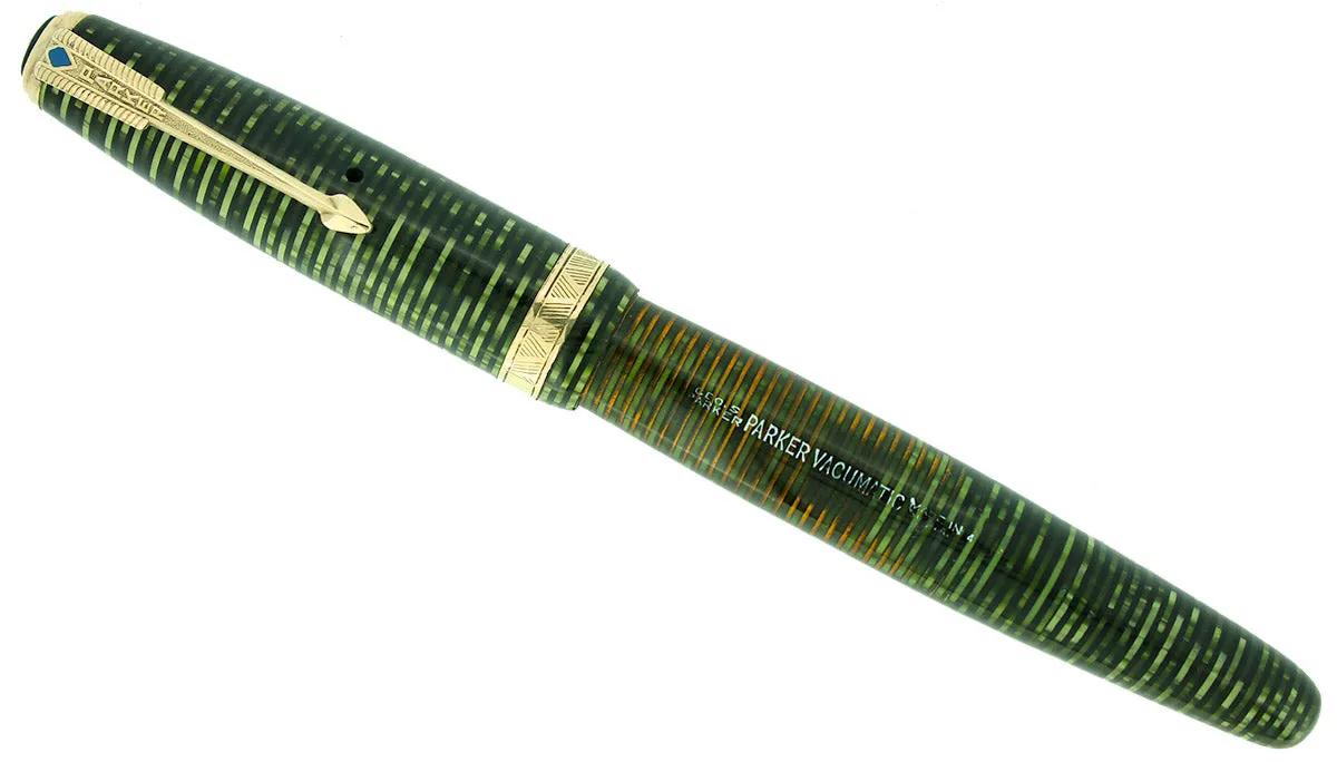 1944 PARKER EMERALD PEARL VACUMATIC MAJOR FOUNTAIN PEN F-BB FLEX NIB RESTORED
