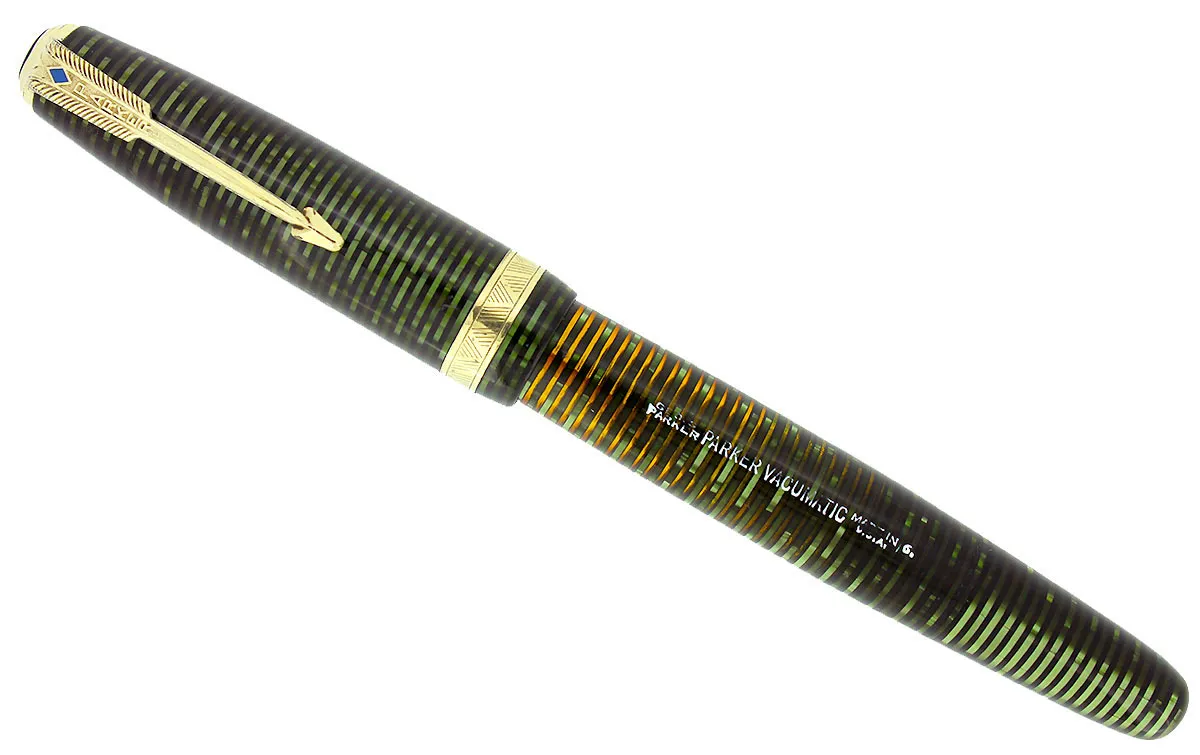 1946 PARKER EMERALD PEARL VACUMATIC MAJOR FOUNTAIN PEN XF-B FLEX NIB RESTORED