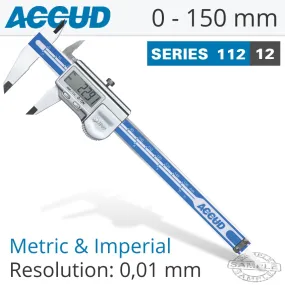 Accud Dig. Caliper 150Mm 0.03Mm Acc. Ip67 Level 0.01Mm Res.