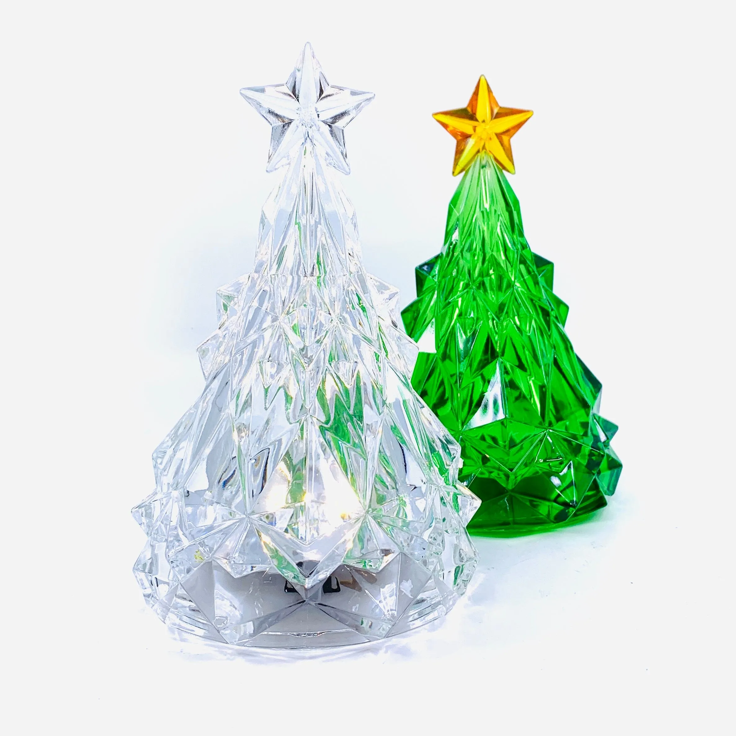 Acrylic Light-Up Crystal Cut Tree, Green
