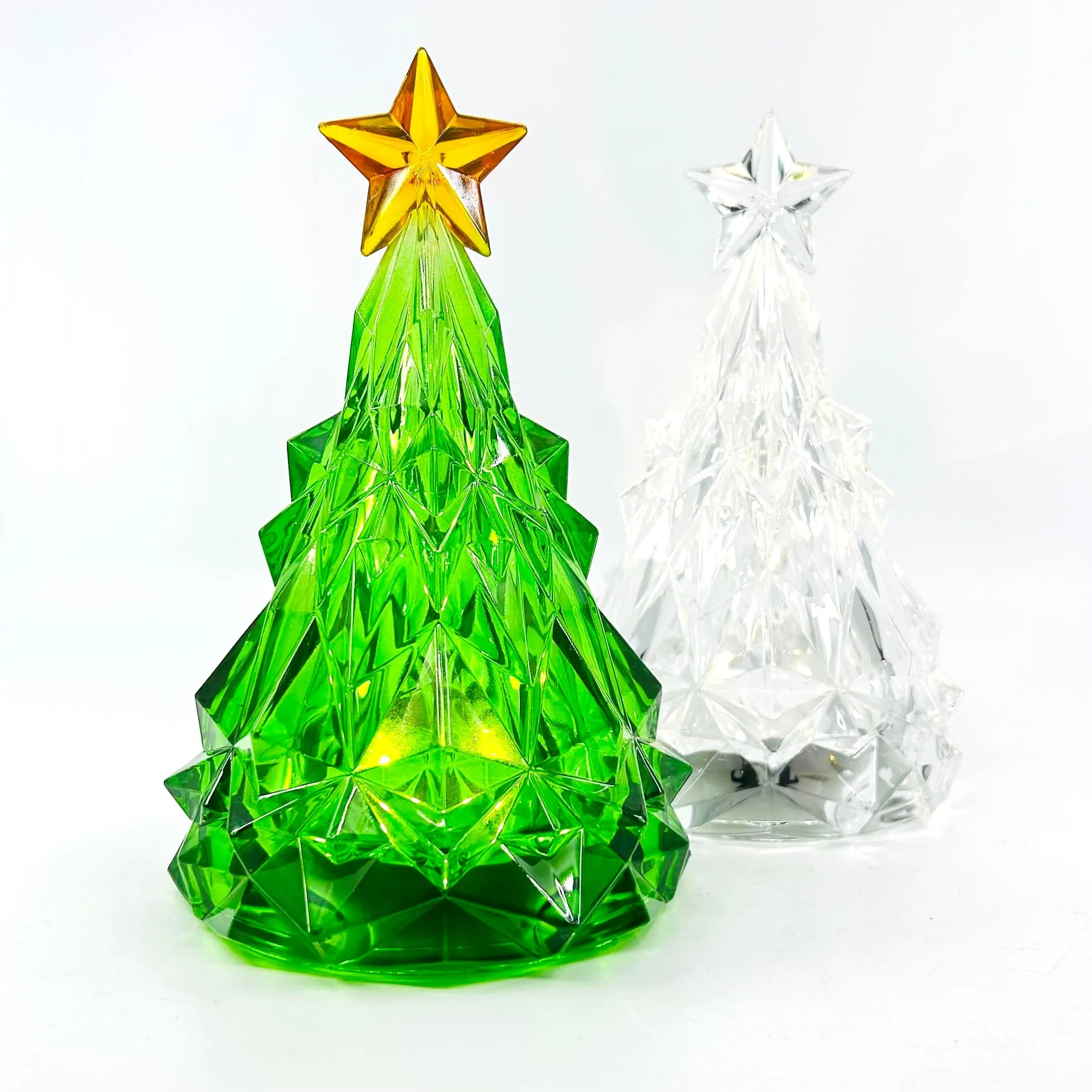 Acrylic Light-Up Crystal Cut Tree, Green