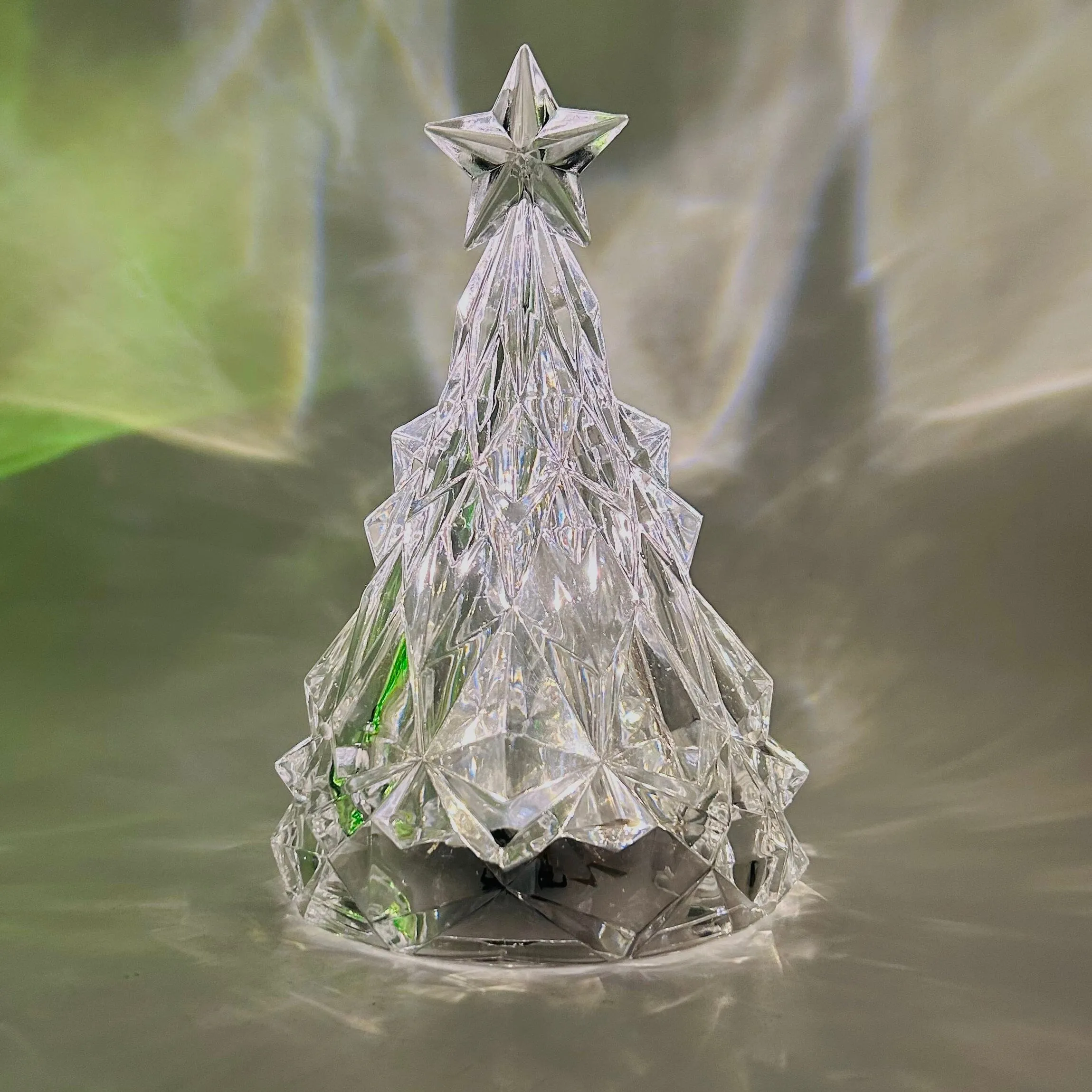 Acrylic Light-Up Crystal Cut Tree, Green