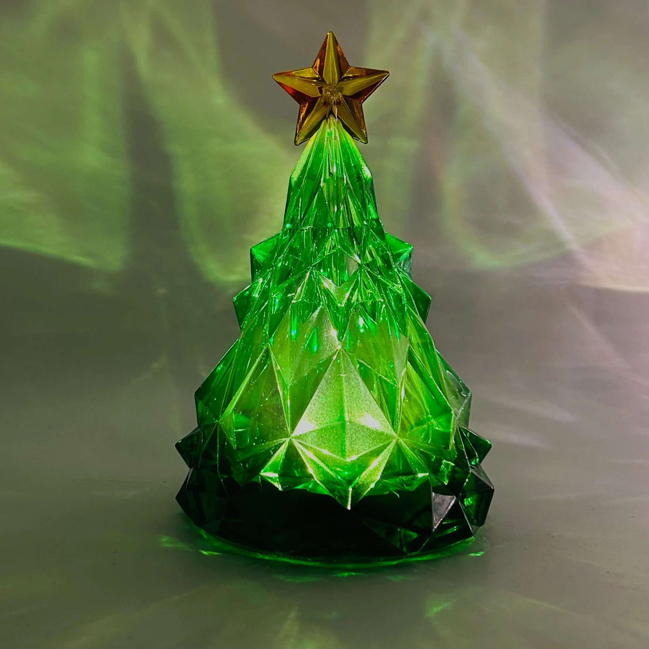 Acrylic Light-Up Crystal Cut Tree, Green