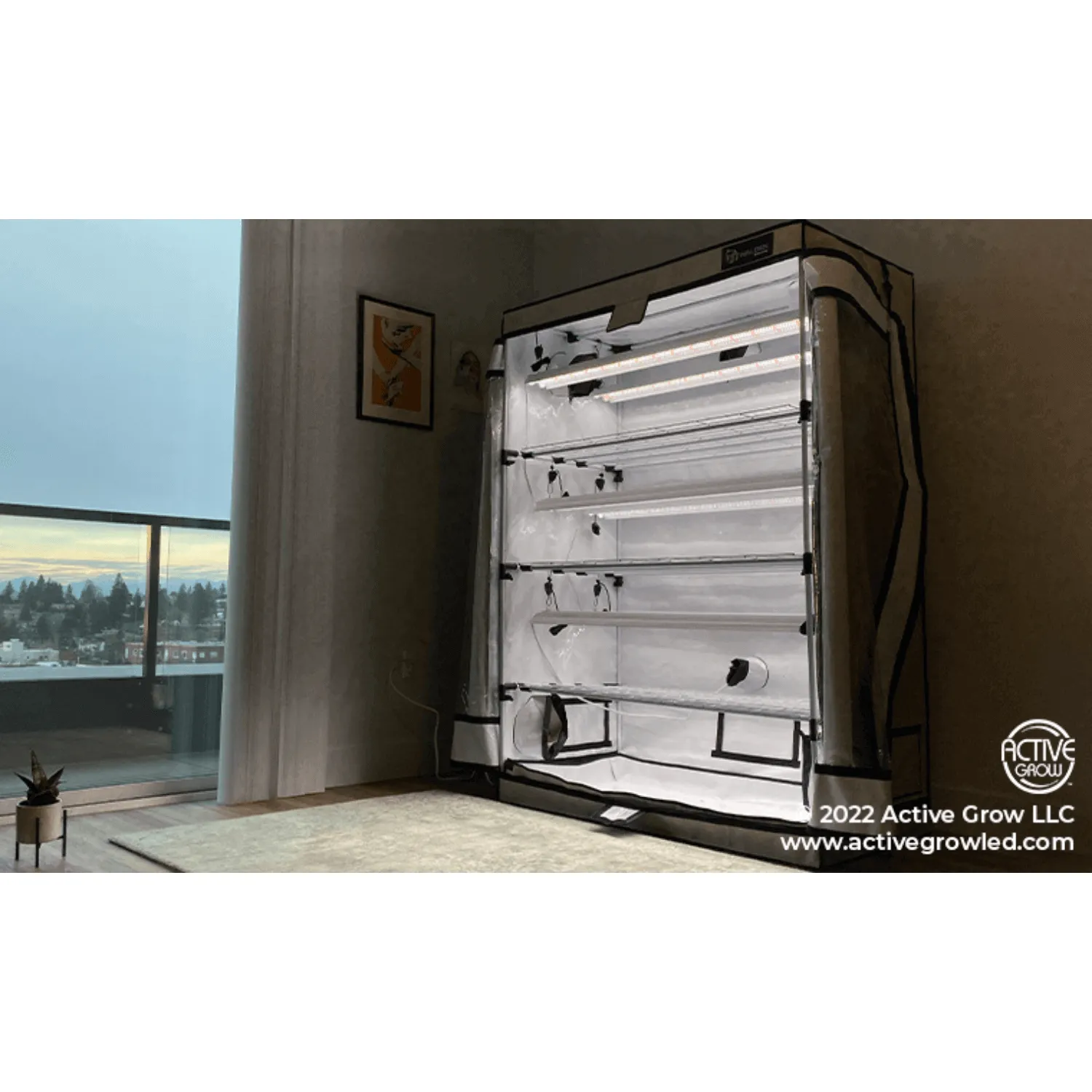Active Grow Seed Starting 2' x 4' 3-Tier LED Walden White Grow Tent Kit