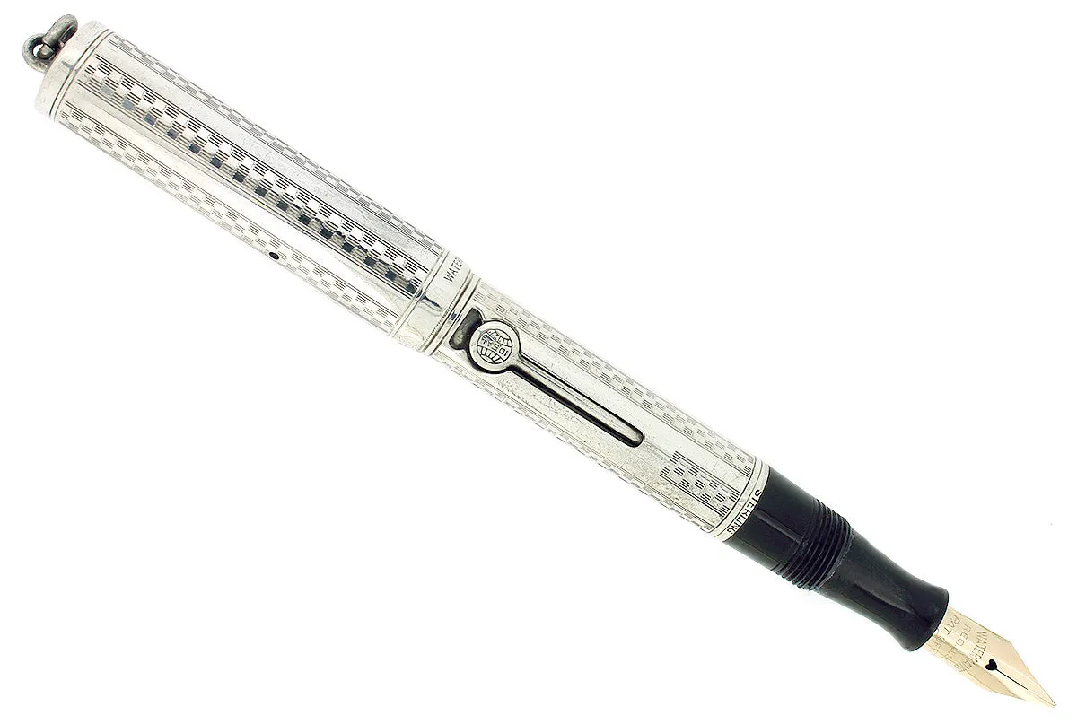 C1917 WATERMAN STERLING GOTHIC OVERLAY 452 1/2V XF-BBB NIB FOUNTAIN PEN RESTORED