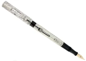 C1925 WATERMAN 452 1/2 STERLING PANSY PANEL XXF-BBB NIB FOUNTAIN PEN RESTORED