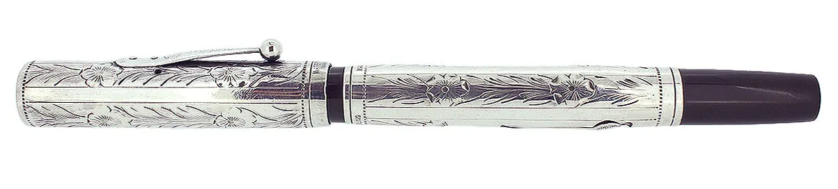 C1925 WATERMAN 452 1/2 STERLING PANSY PANEL XXF-BBB NIB FOUNTAIN PEN RESTORED