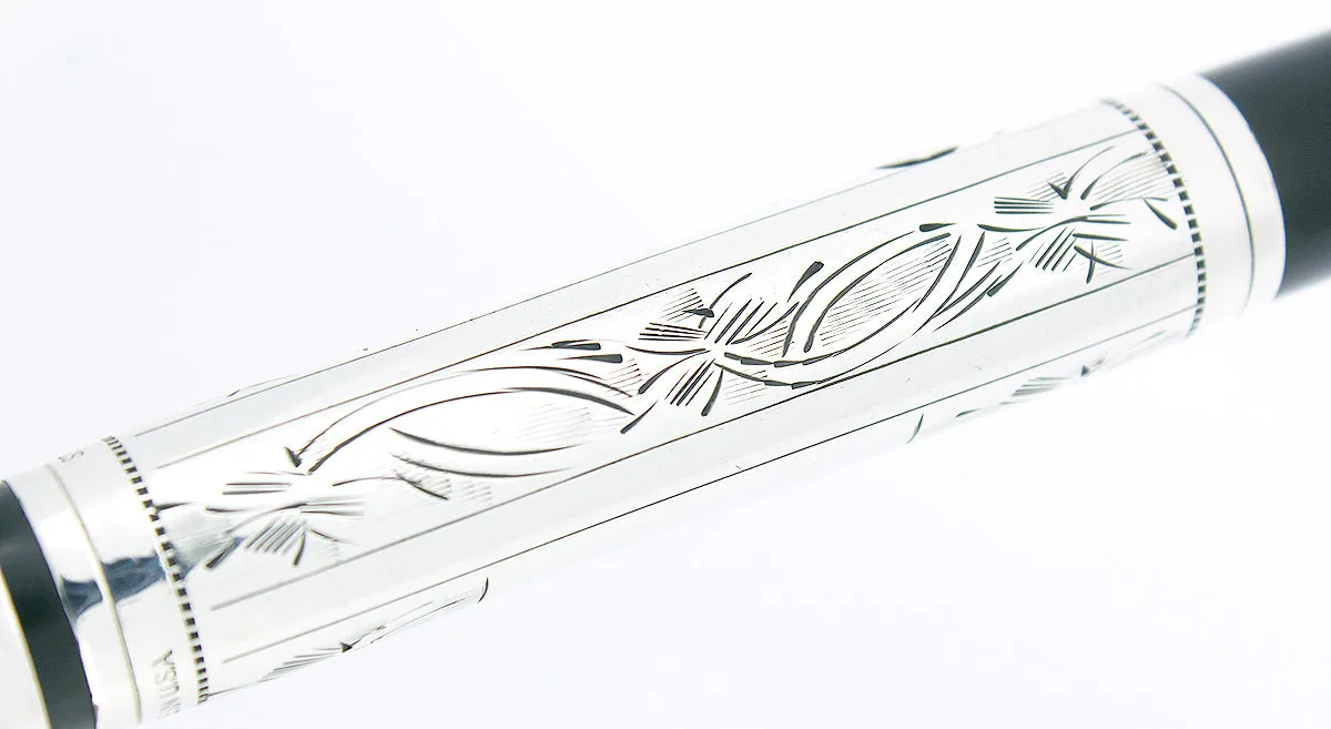 C1925 WATERMAN 452 STERLING PANSY PANEL XF-BBB NIB FOUNTAIN PEN RESTORED