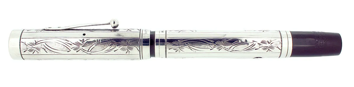 C1925 WATERMAN 452 STERLING PANSY PANEL XF-BBB NIB FOUNTAIN PEN RESTORED