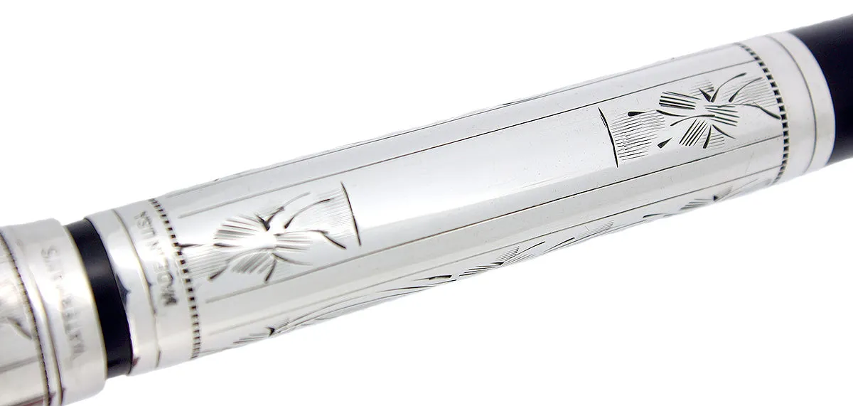 C1925 WATERMAN 452 STERLING PANSY PANEL XF-BBB NIB FOUNTAIN PEN RESTORED