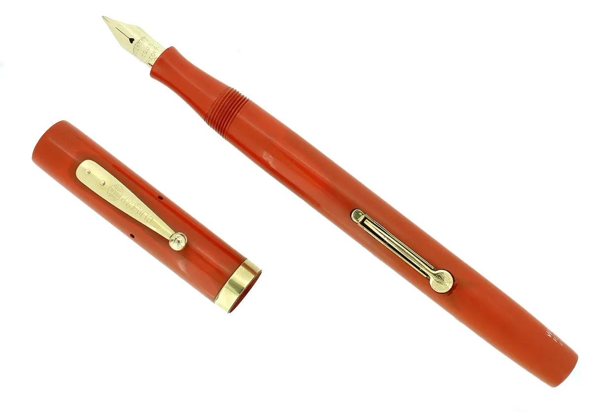 C1925 WATERMAN #52 CARDINAL RED HARD RUBBER FOUNTAIN PEN F-BBB FLEX NIB RESTORED