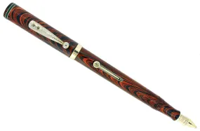 C1927 WATERMAN #7 RED RIPPLE GREEN KEYHOLE NIB FOUNTAIN PEN RESTORED