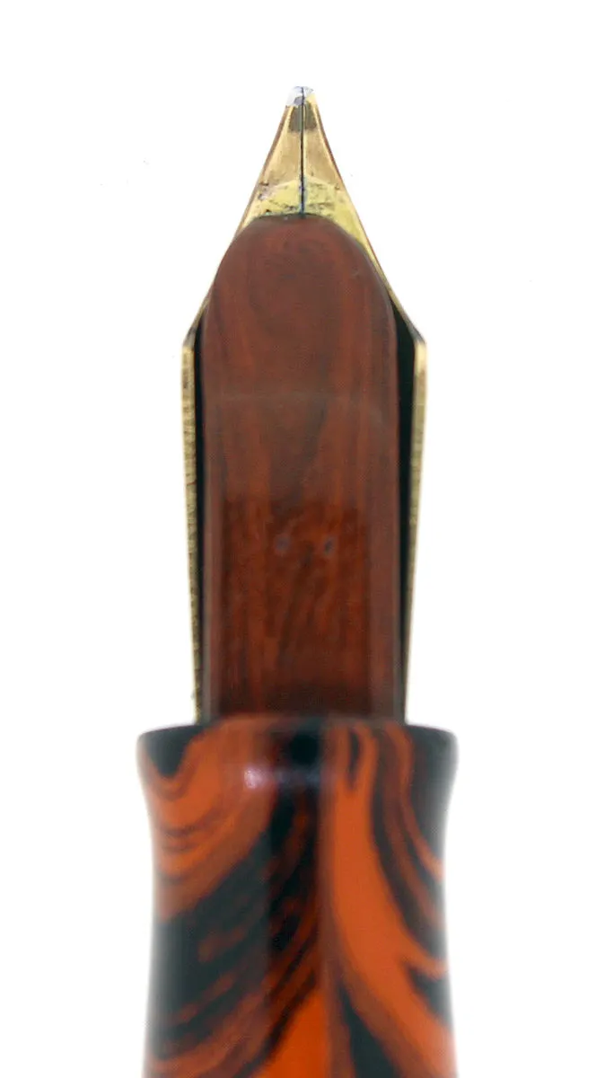 C1927 WATERMAN #7 RED RIPPLE GREEN KEYHOLE NIB FOUNTAIN PEN RESTORED