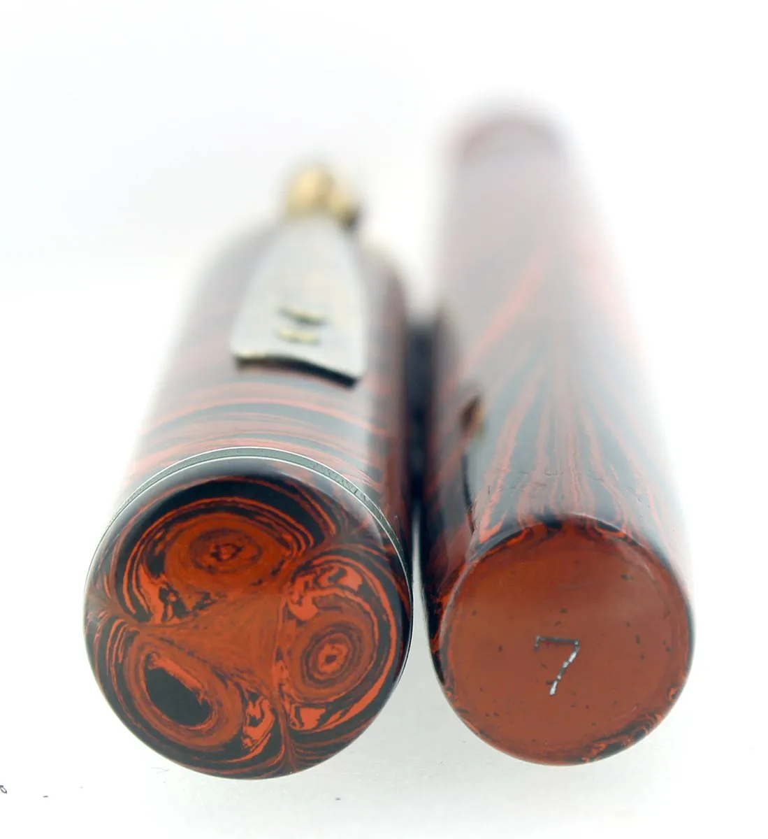 C1927 WATERMAN #7 RED RIPPLE GREEN KEYHOLE NIB FOUNTAIN PEN RESTORED