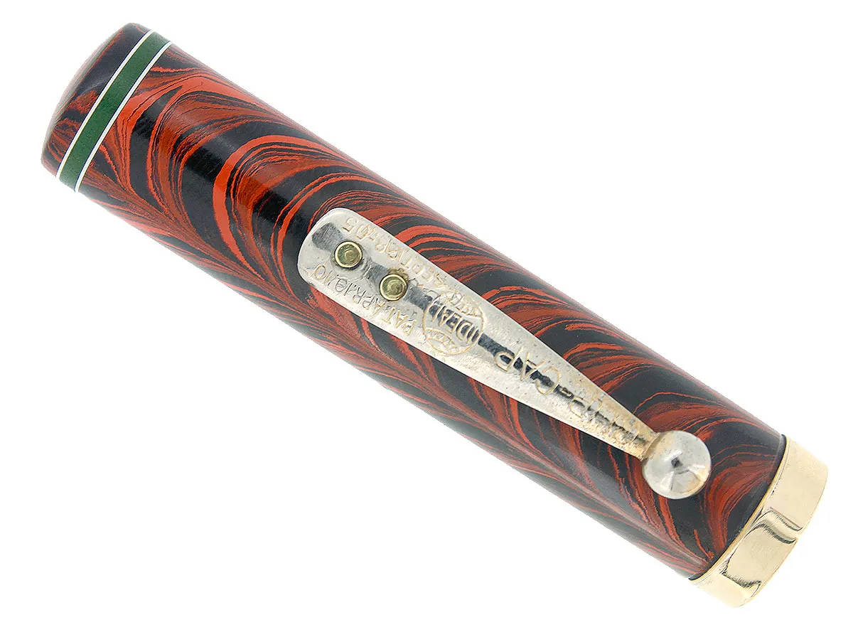 C1927 WATERMAN #7 RED RIPPLE GREEN KEYHOLE NIB FOUNTAIN PEN RESTORED