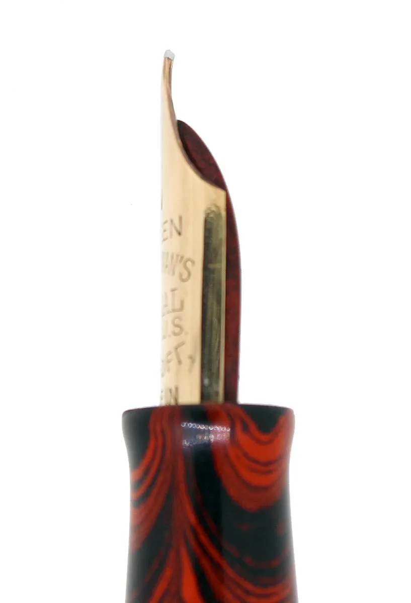 C1927 WATERMAN #7 RED RIPPLE GREEN KEYHOLE NIB FOUNTAIN PEN RESTORED