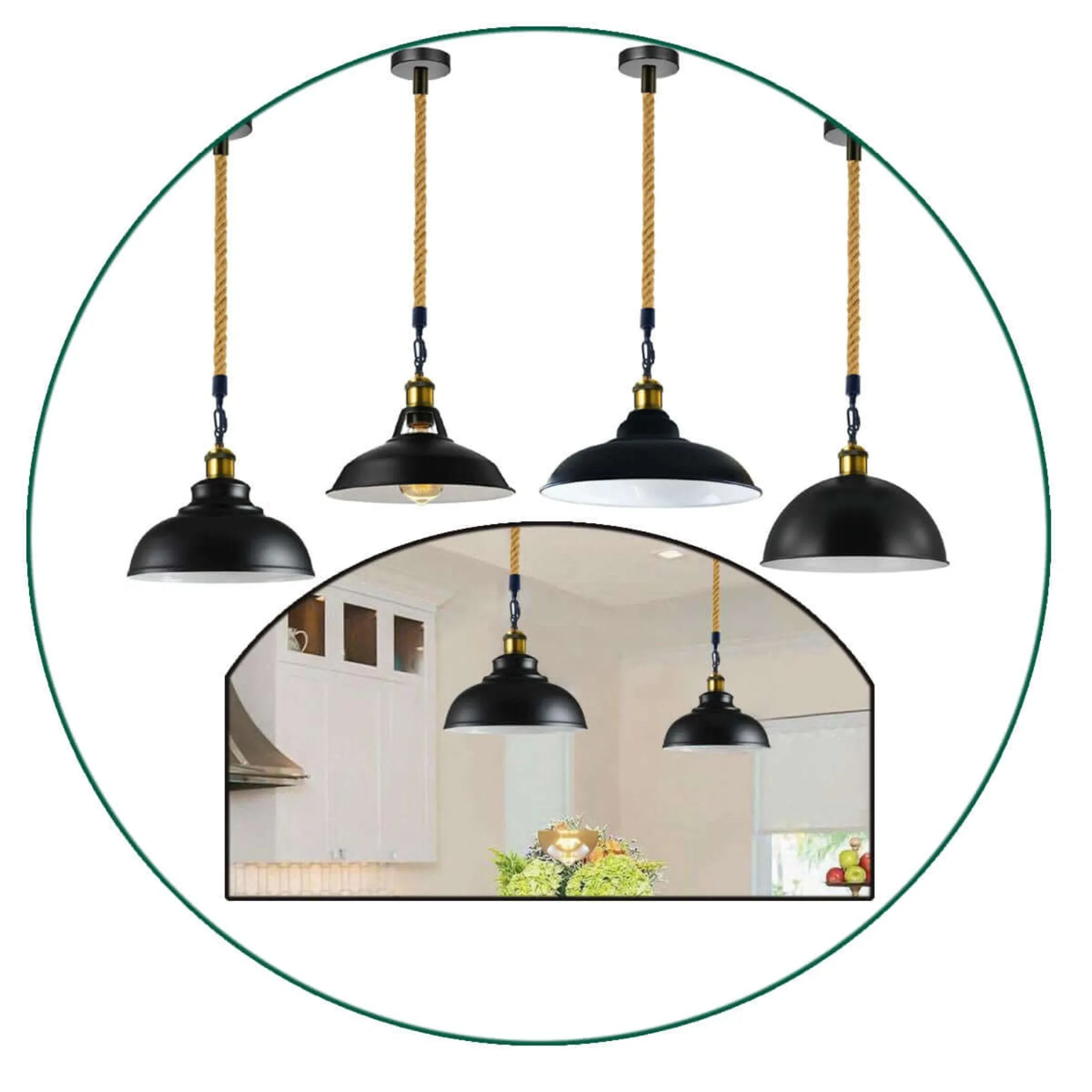 Ceiling Lights Black Metal Ceiling Pendant Light Hemp Rope