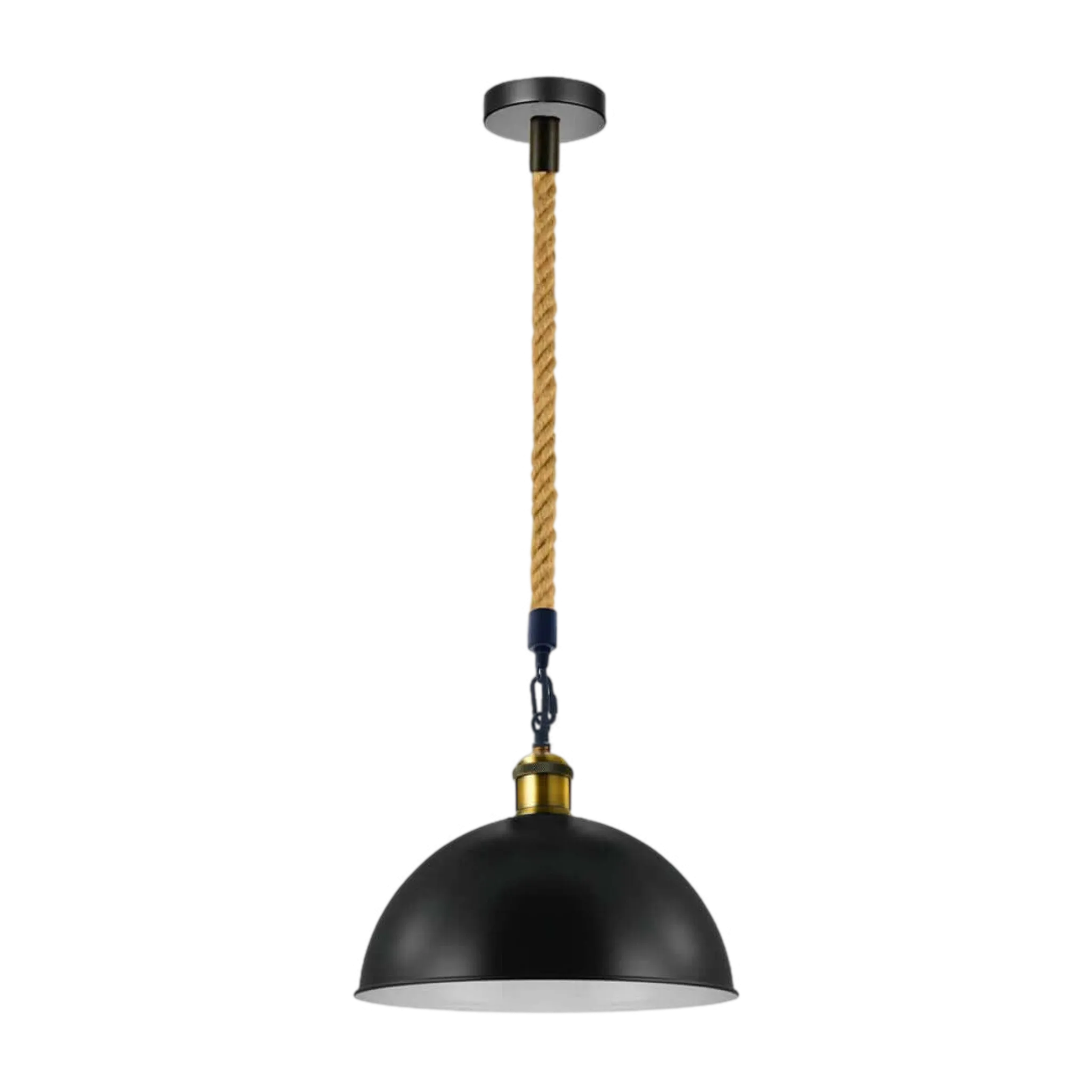 Ceiling Lights Black Metal Ceiling Pendant Light Hemp Rope