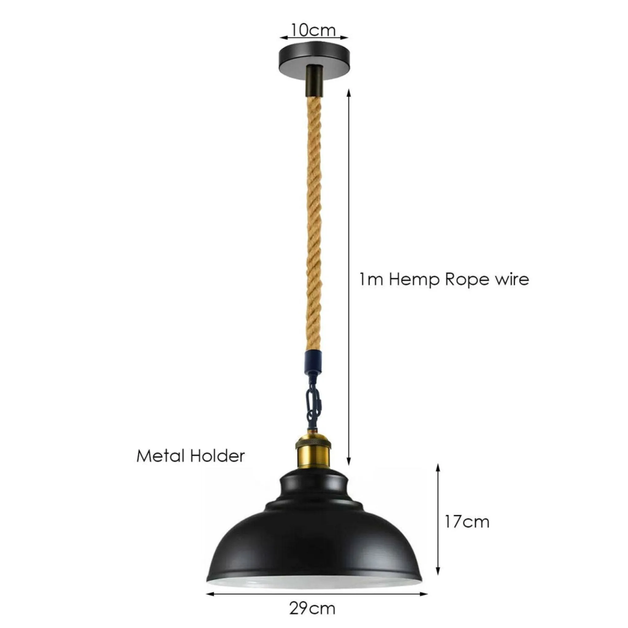 Ceiling Lights Black Metal Ceiling Pendant Light Hemp Rope