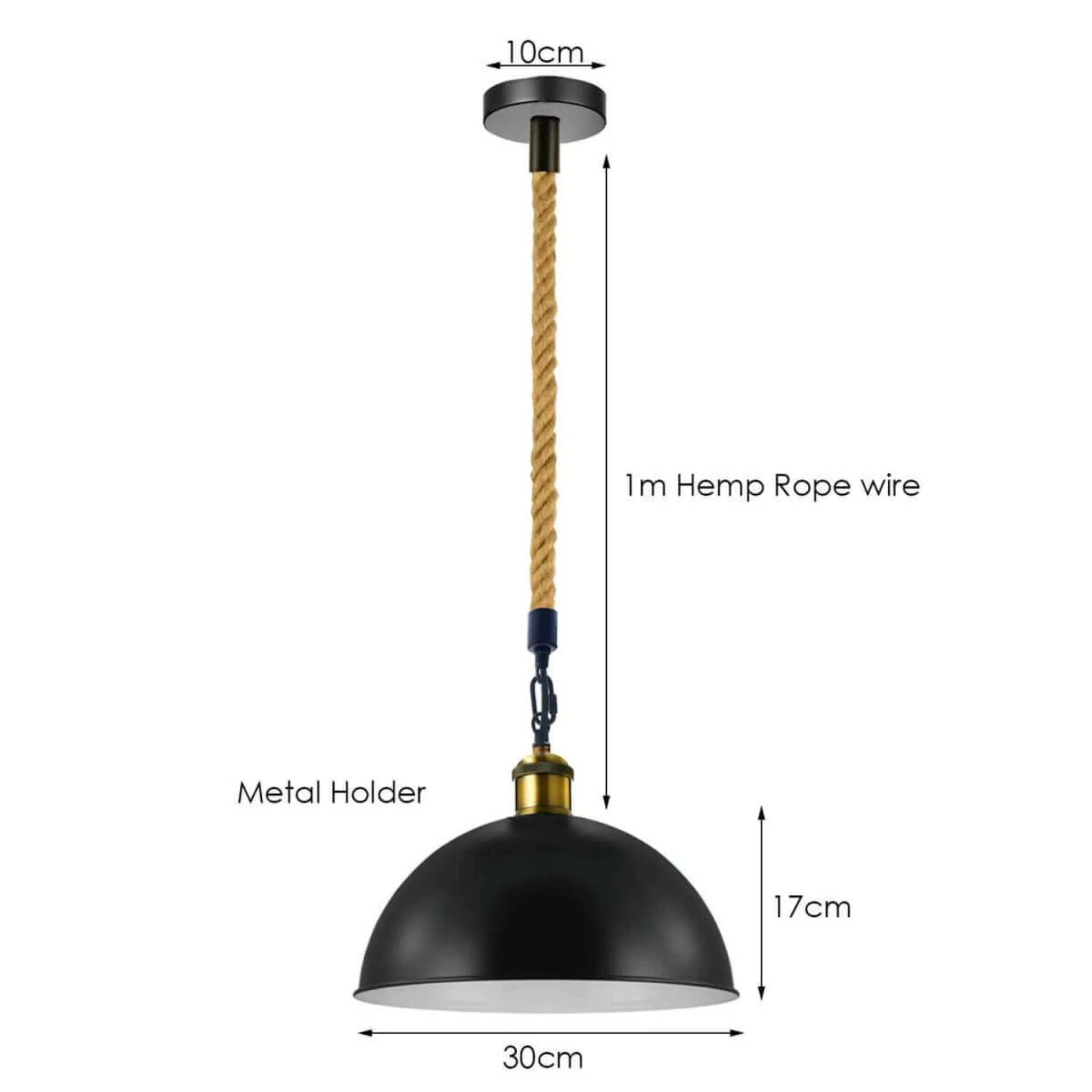 Ceiling Lights Black Metal Ceiling Pendant Light Hemp Rope