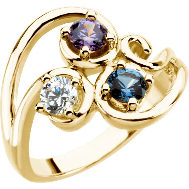 Centered Swirl Statement Mother's Family Birthstone Ring