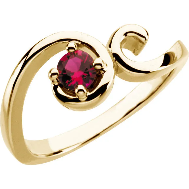 Centered Swirl Statement Mother's Family Birthstone Ring
