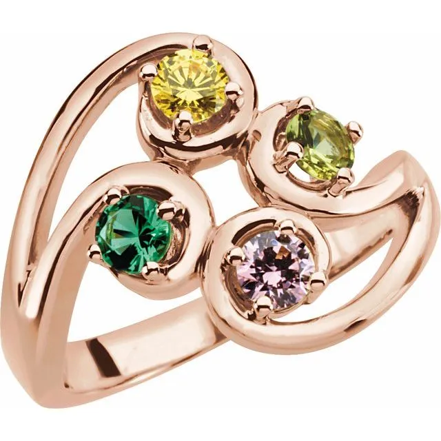 Centered Swirl Statement Mother's Family Birthstone Ring