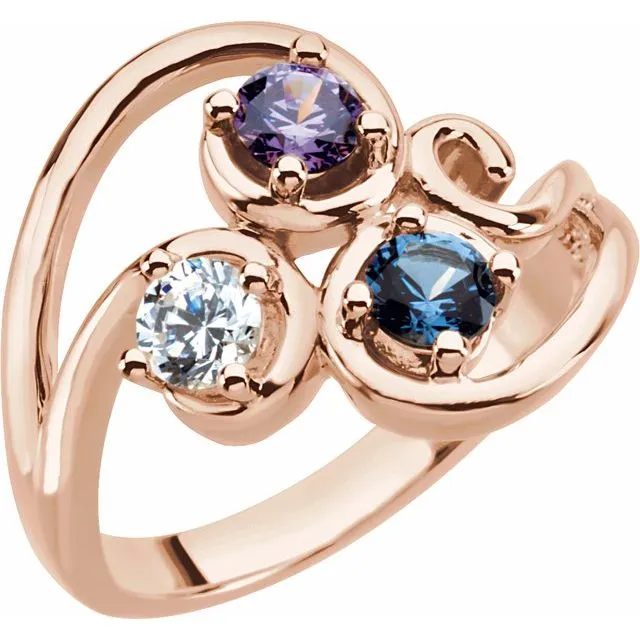 Centered Swirl Statement Mother's Family Birthstone Ring
