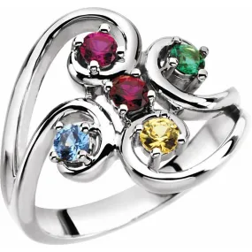 Centered Swirl Statement Mother's Family Birthstone Ring