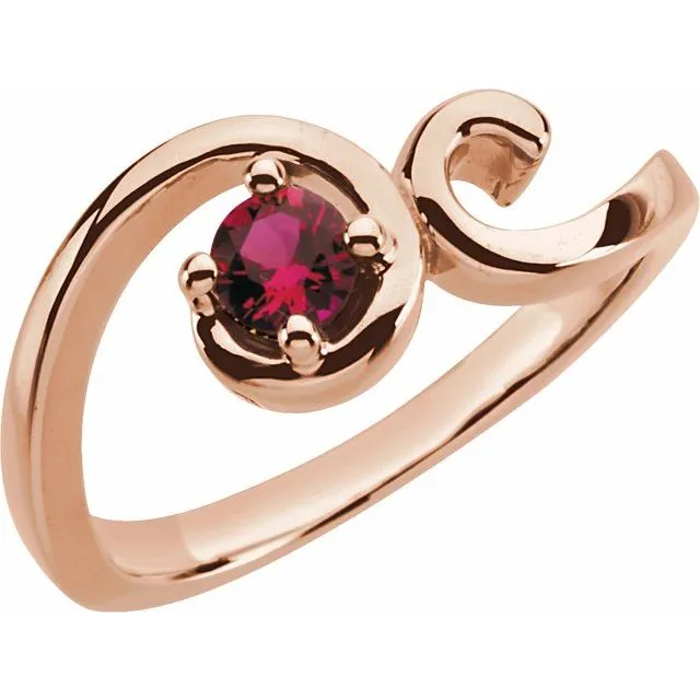 Centered Swirl Statement Mother's Family Birthstone Ring