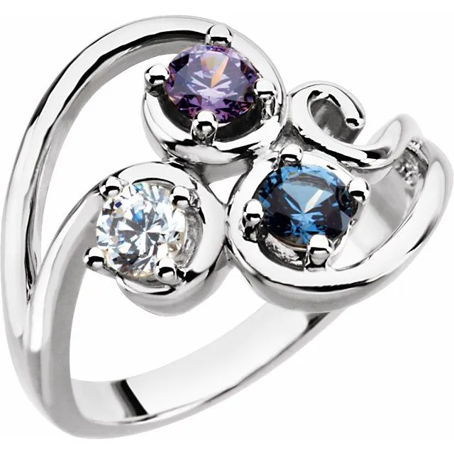 Centered Swirl Statement Mother's Family Birthstone Ring