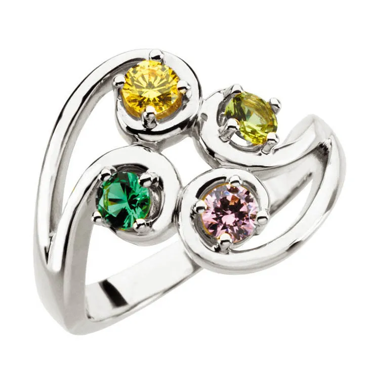 Centered Swirl Statement Mother's Family Birthstone Ring